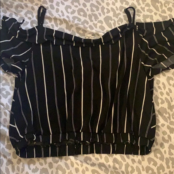 Express Black and White Pinstriped Blouse - Picture 2 of 3